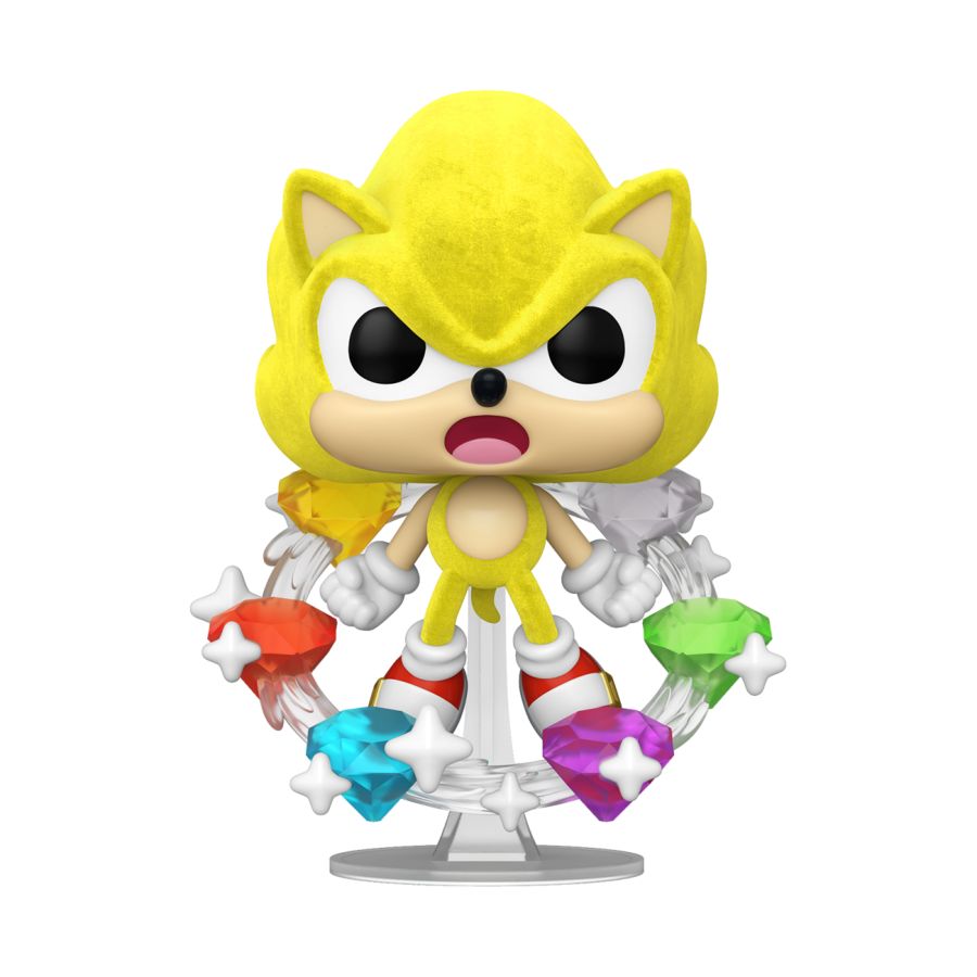 Sonic The Hedgehog - Super Sonic with Emeralds US Exclusive Flocked Pop! Vinyl