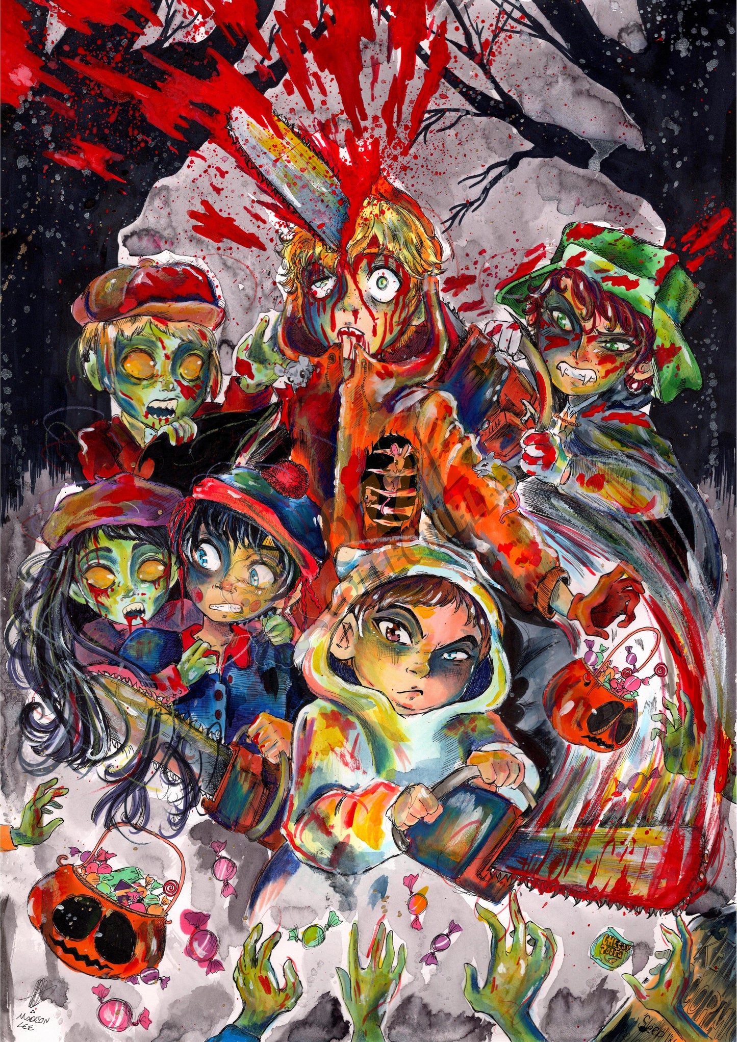 Halloween in South Park by Madison Lee - Madison Lee Art Print Poster