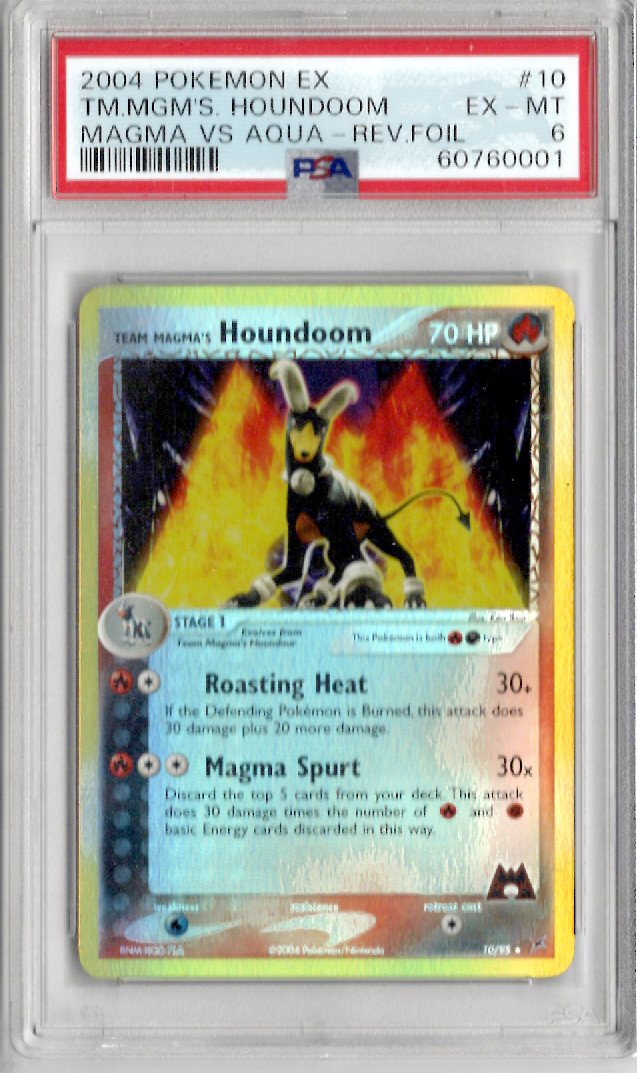 2004 Pokemon Ex Team Magma Vs Team Aqua 10 Magma's Houndoom Magma Vs Aqua-Rev.Foil - PSA 6