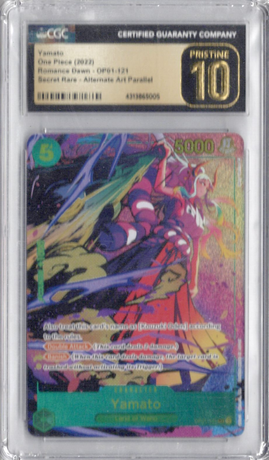 2022 One Piece Romance Dawn OP01-121 Yamato Secret Rare Alternate Art Parallel - CGC Pristine 10