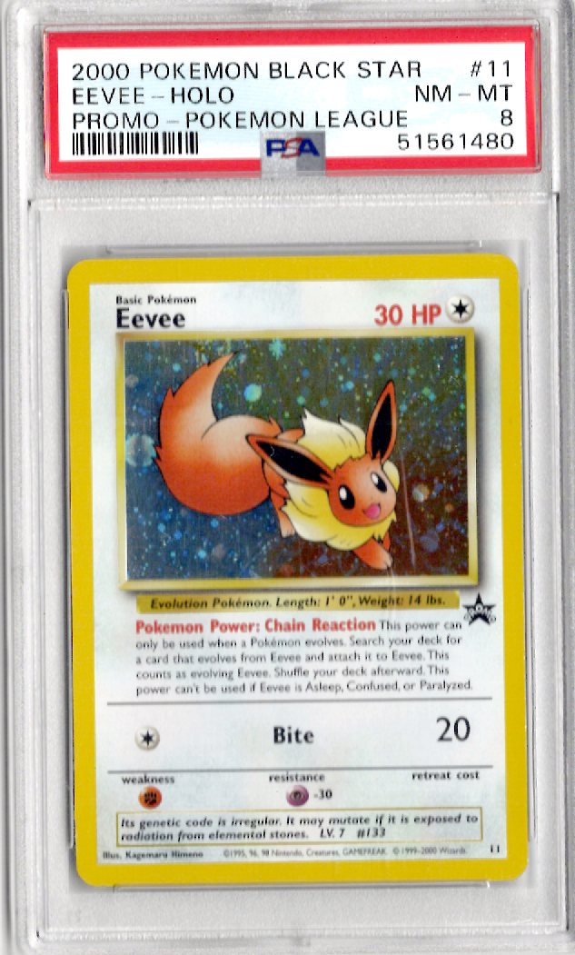 2000 Pokemon Promo Black Star 11 Eevee-Holo Promo-Pokemon League - PSA 8