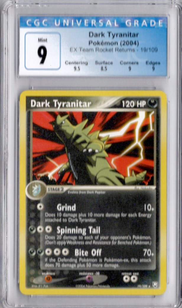 2004 Pokemon EX Team Rocket Returns 19 Dark Tyranitar - CGC 9