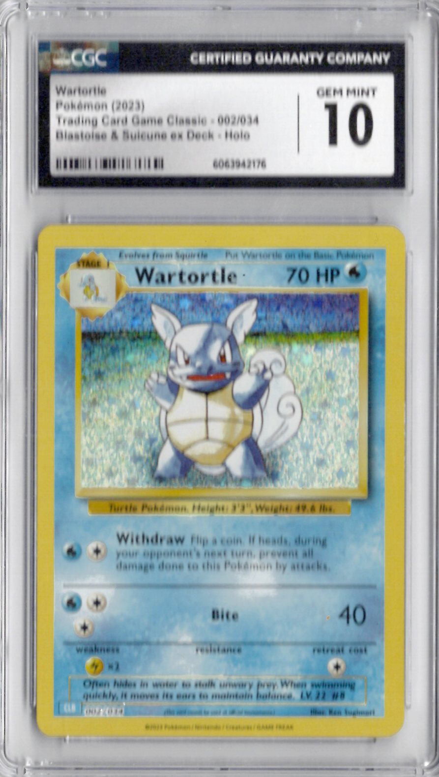 2023 Pokemon Blastoise & Suicune ex Deck 002 Wartortle Holo - CGC Gem Mint 10