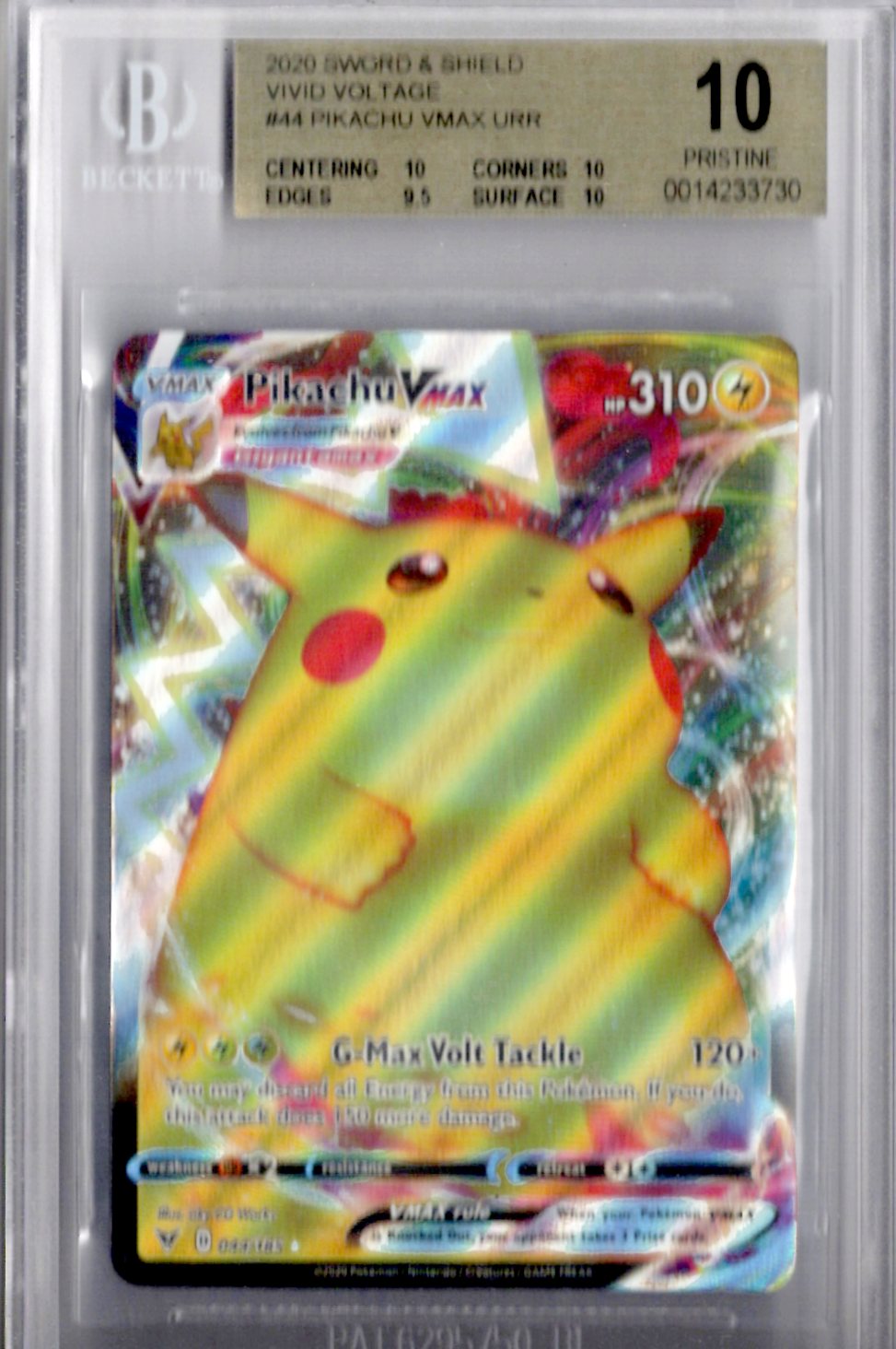 2020 Pokemon SWSH Vivid Voltage 44 Pikachu Vmax - BGS Pristine 10