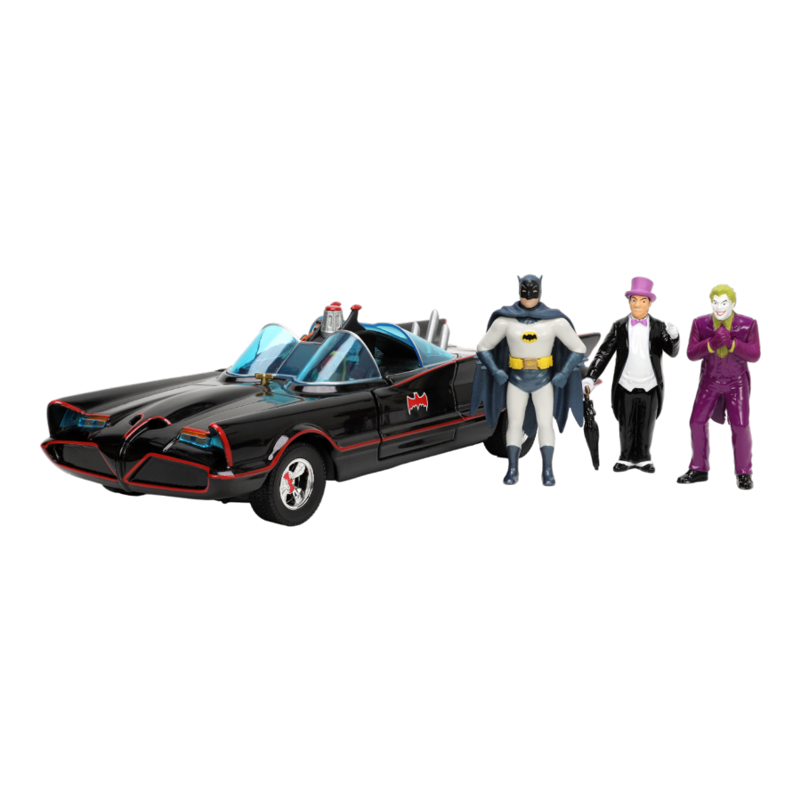 Batman (TV) - Classic Batmobile with 4 Figures 1:24 Scale Set