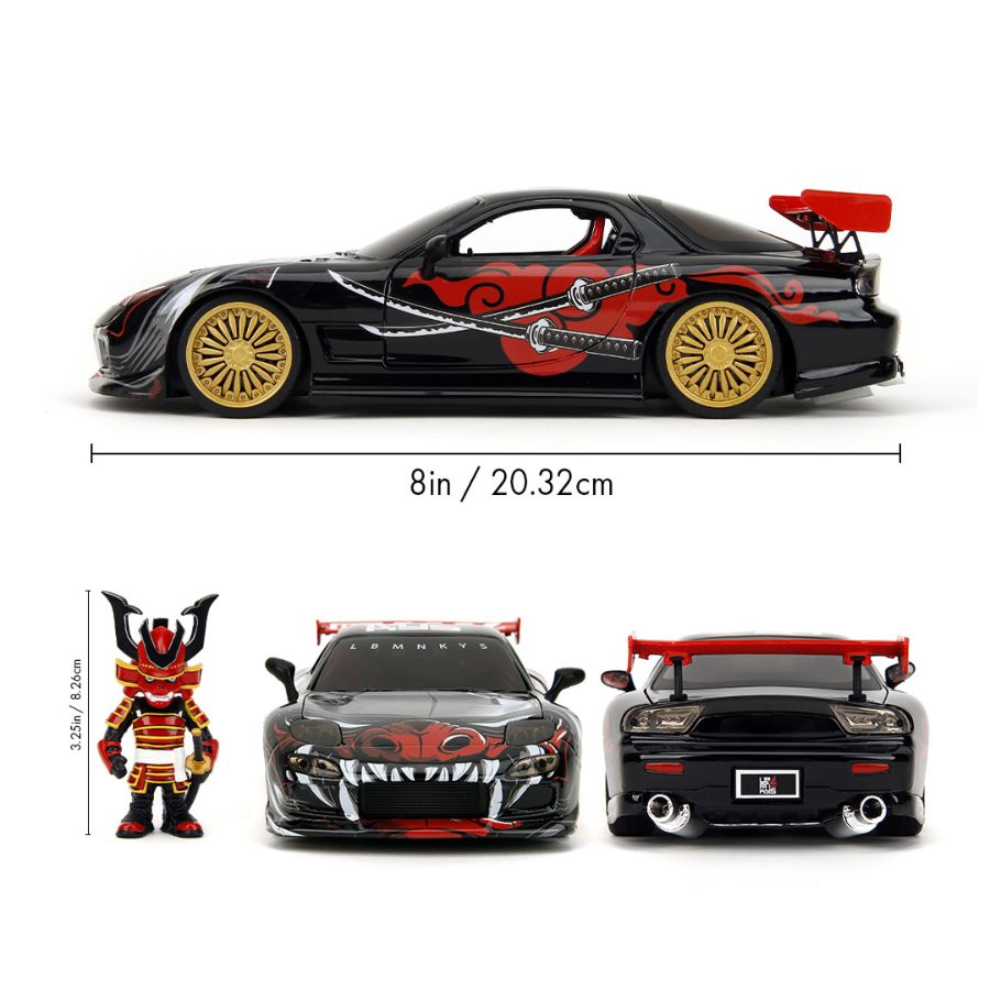 Lab Monkeys - 1:24 Mazda RX-7 Diecast Vehicle with SARU 3.25" Figure