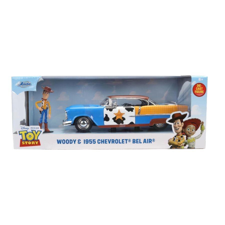 Toy Story - 1:24 Woody Figure with 1955 Chevrolet Bel Air Diecast Vehicle