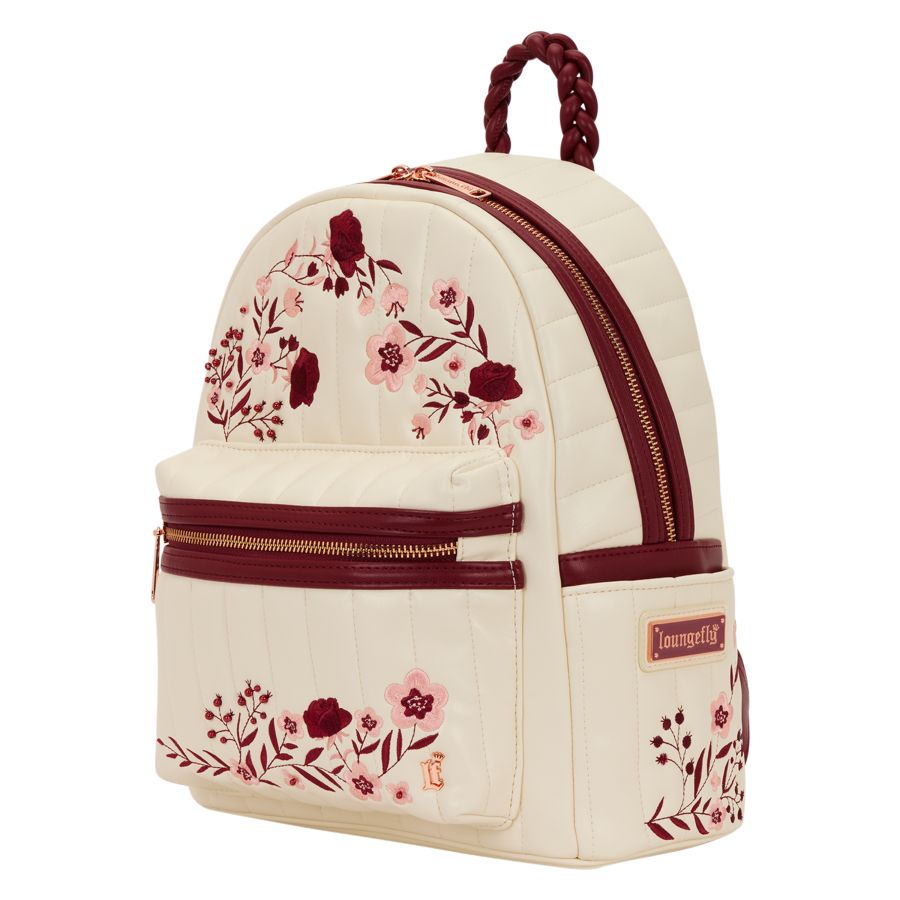 Loungefly - Cream & Red Floral Mid-Size Backpack