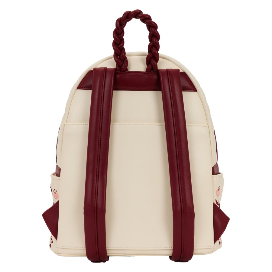 Loungefly - Cream & Red Floral Mid-Size Backpack