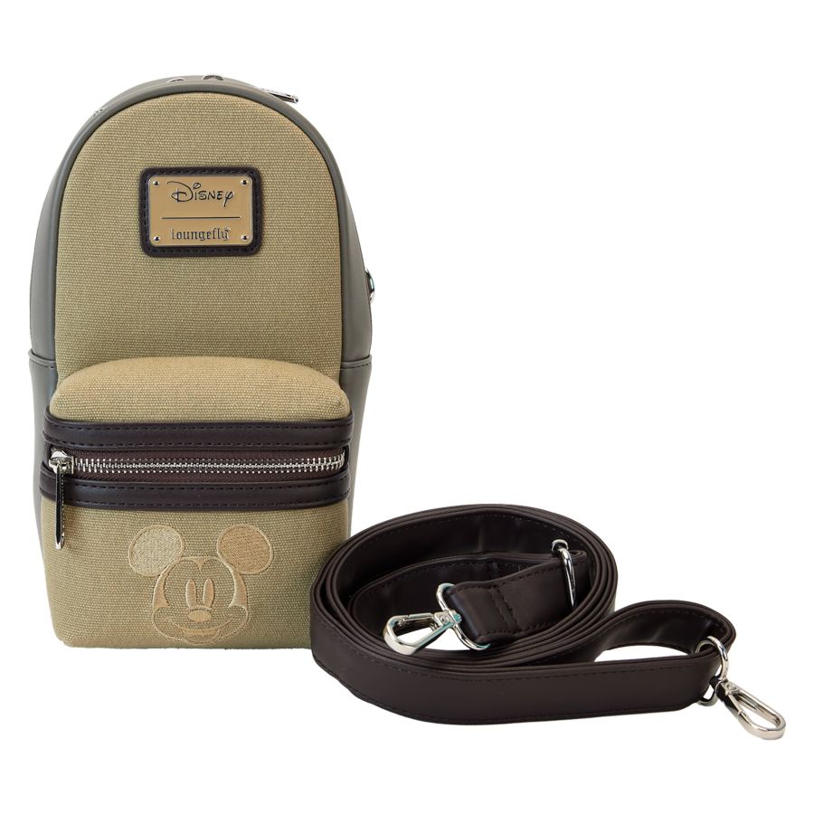 Mickey & Friends - Faux Leather & Canvas Water Bottle Crossbody