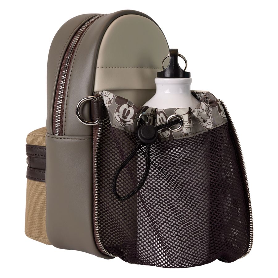 Mickey & Friends - Faux Leather & Canvas Water Bottle Crossbody