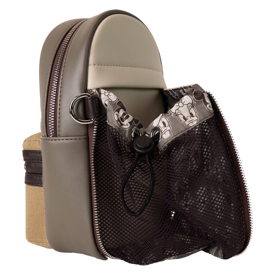 Mickey & Friends - Faux Leather & Canvas Water Bottle Crossbody