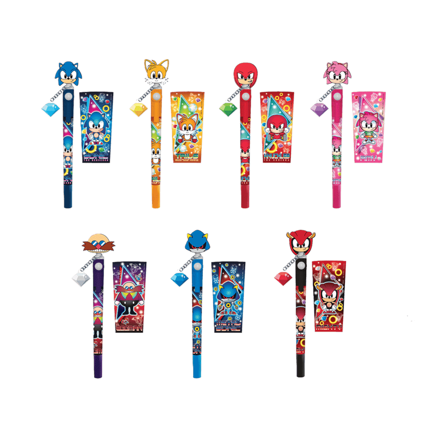Sonic - Sonic 3D Head Topper Spinning Pen with Dangle Blind Box (Display of 16)