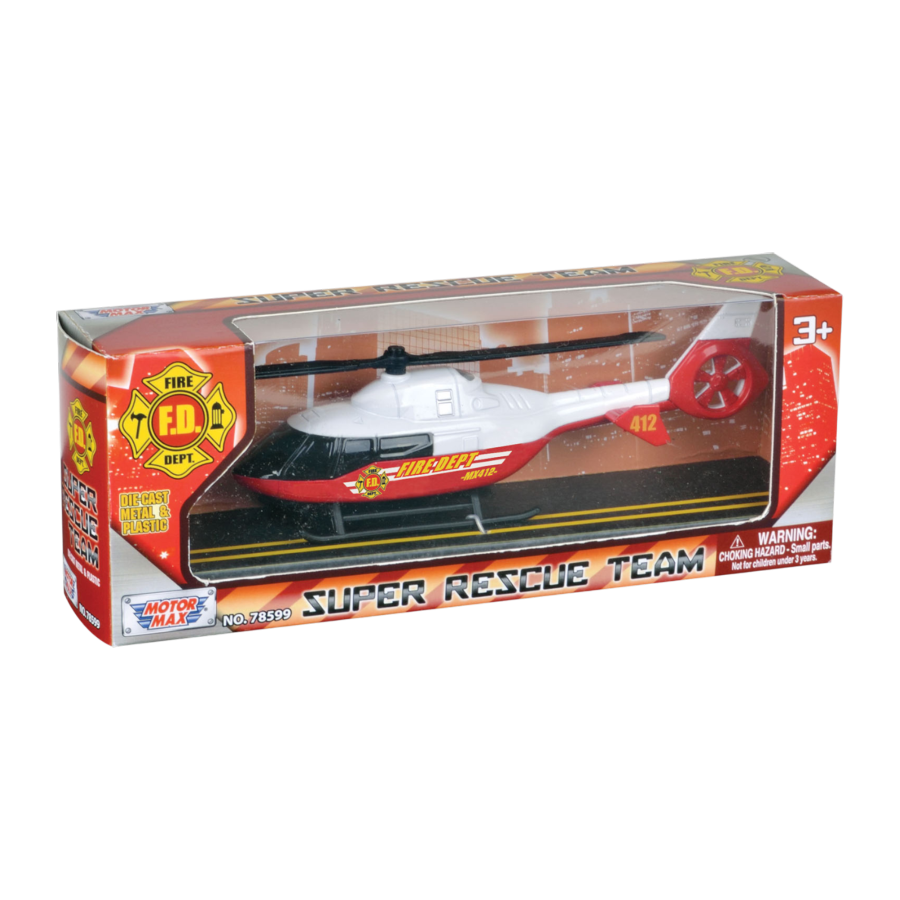 Super Rescue Team - 9.5" Fire Helicopter Die-Cast Vehicle