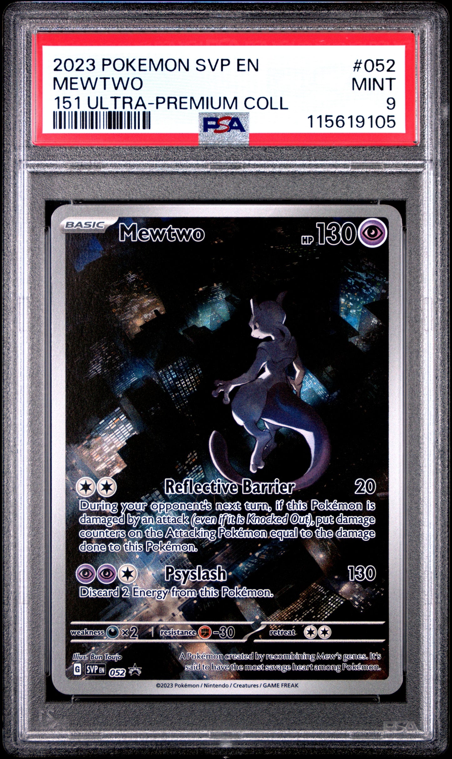 2023 Pokemon Svp En-Sv Black Star Promo 052 Mewtwo 151 Ultra-Premium Coll - PSA 9