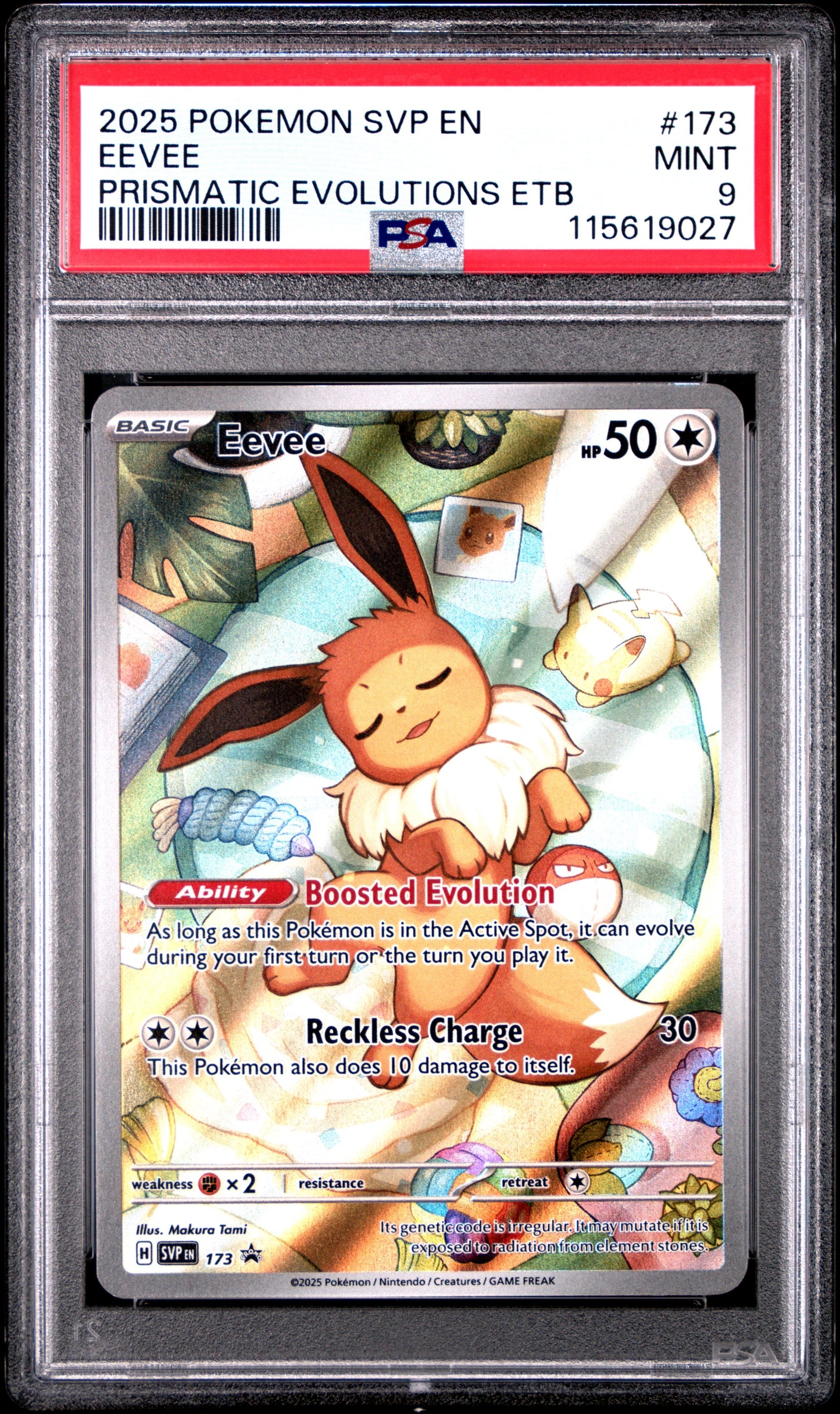 2025 Pokemon Svp En-Sv Black Star Promo 173 Eevee Prismatic Evolutions Etb - PSA 9
