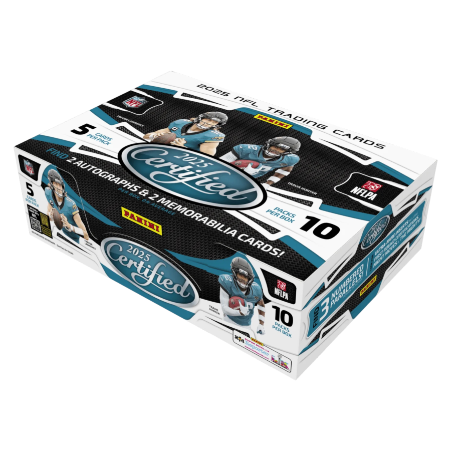 NFL - 2025 Certified Football Hobby Trading Cards (Display of 10)