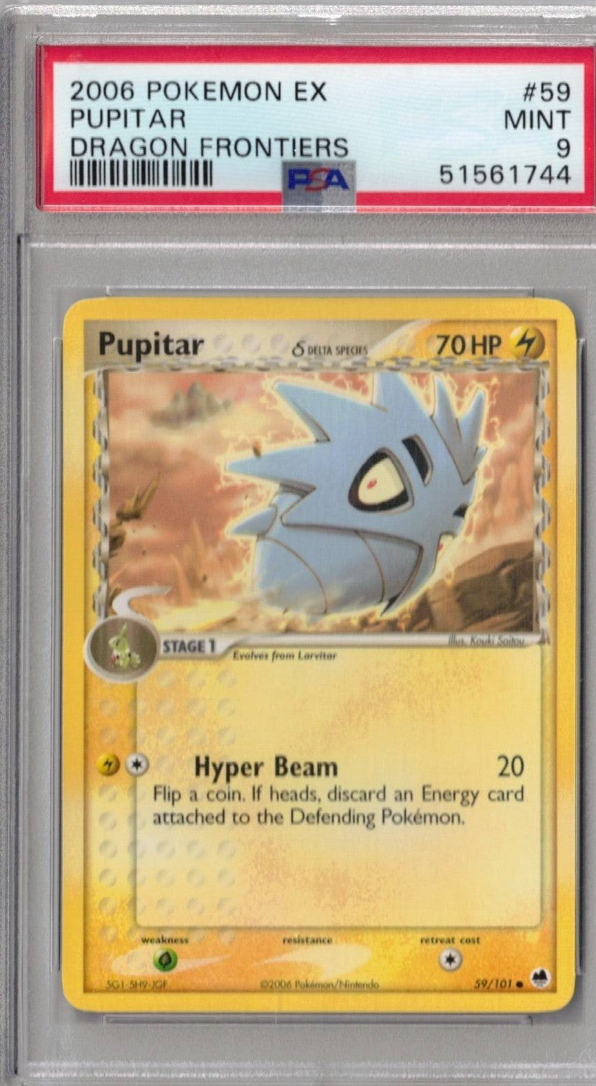 2006 Pokemon Ex Dragon Frontiers 59 Pupitar - PSA 9