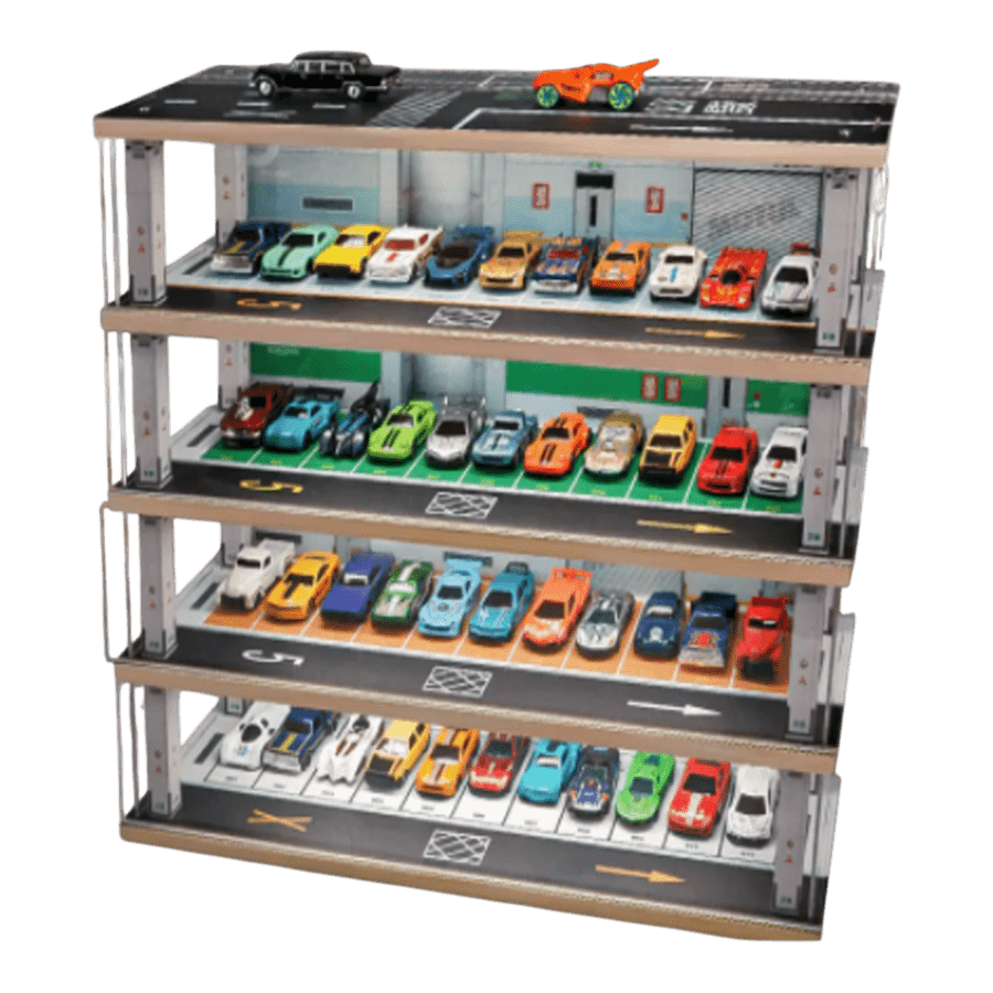 1:64 Diorama - Four Floor Parking Lot A with lights Scene