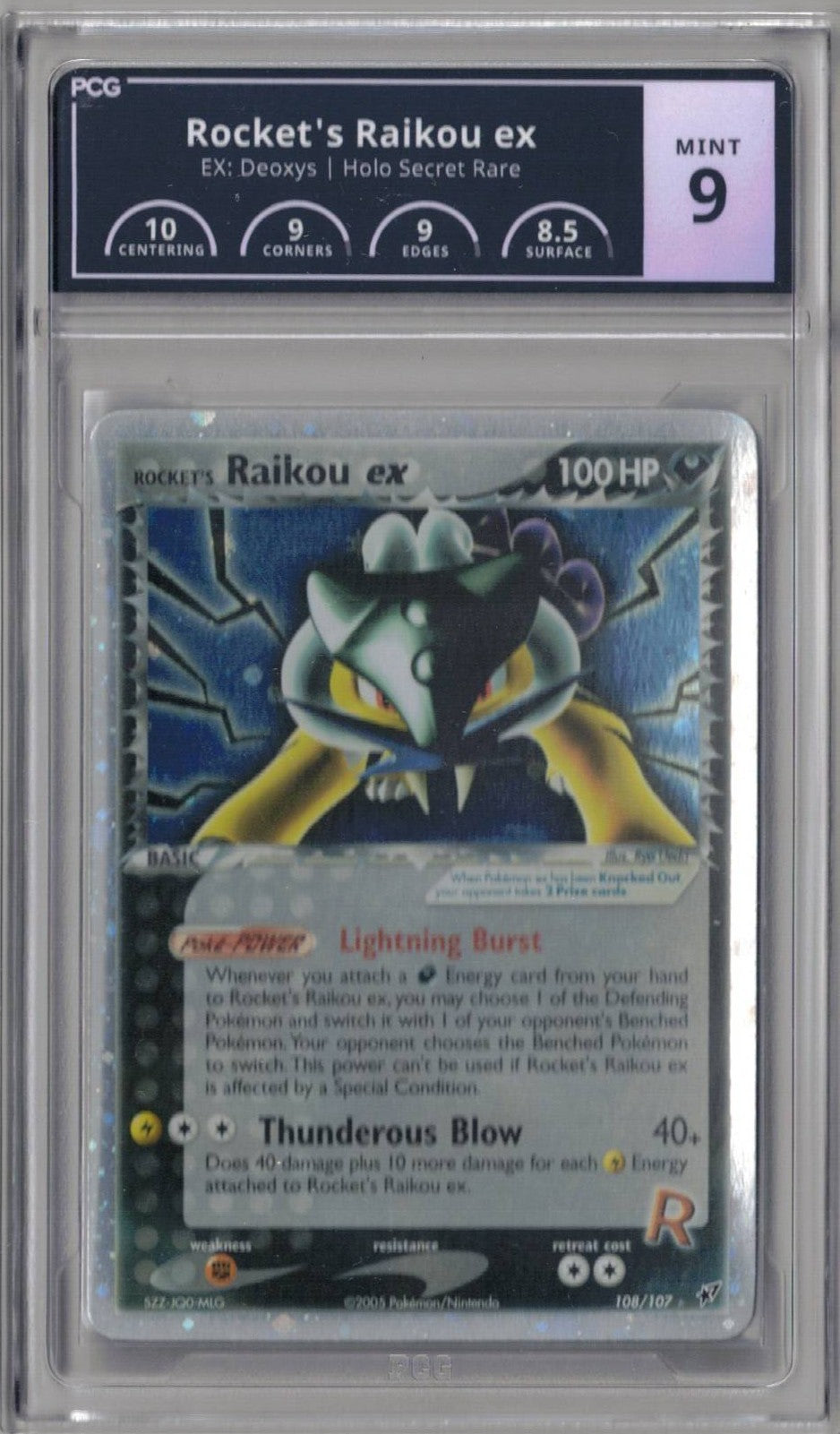 2005 Pokemon Deoxys 108 Rocket's Raikou ex Holo - PCG 9