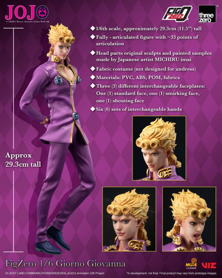 Jojo's Bizarre Adventure - Giorno Giovanna 1:6 Scale Action Figure