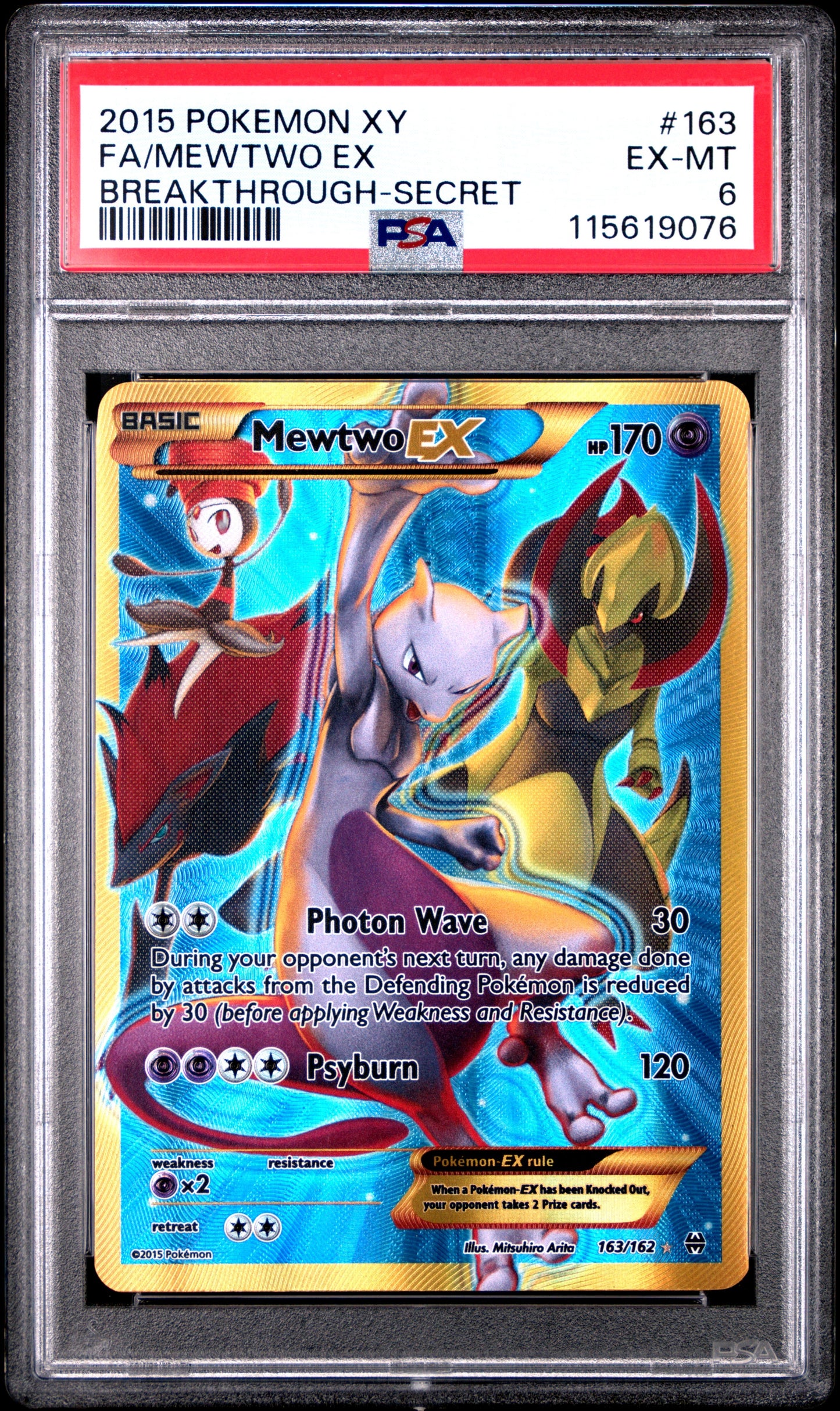2015 Pokemon Xy Breakthrough 163 Mewtwo Ex Breakthrough-Secret - PSA 6