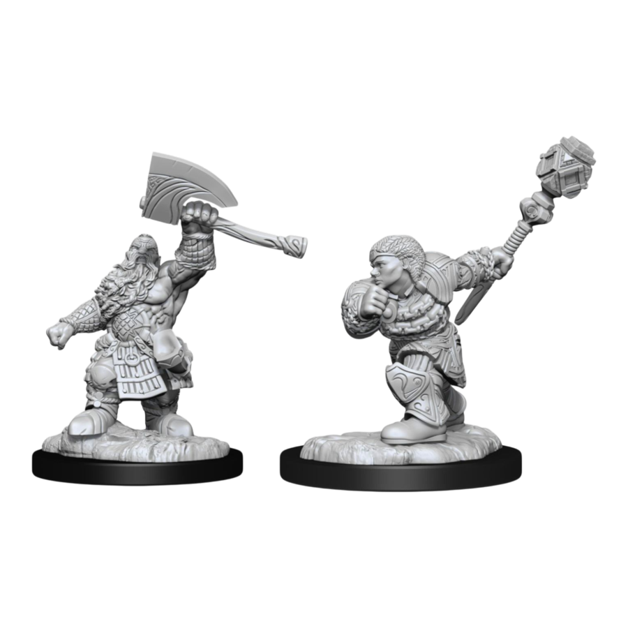 Magic the Gathering - Unpainted Miniatures: Dwarf Fighter & Dwarf Cleric