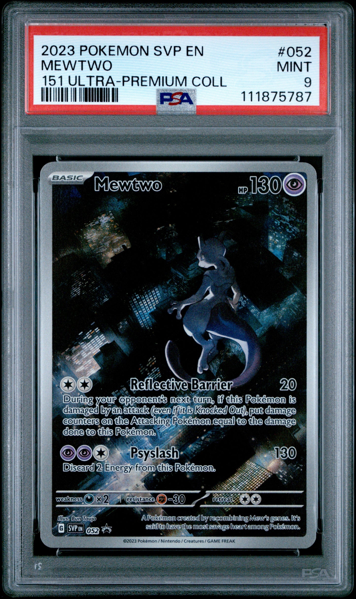 2023 Pokemon Svp En-Sv Black Star Promo 052 Mewtwo 151 Ultra-Premium Coll - PSA 9