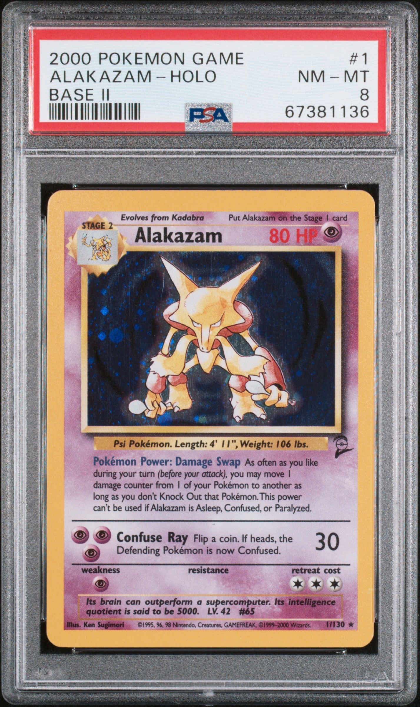 2000 Pokemon Game Base 2 1 Alakazam Holo