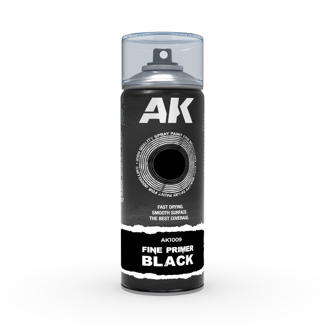 Ak Interactive - Sprays - Fine Primer Black - Spray 400ml (Includes 2 Nozzles)