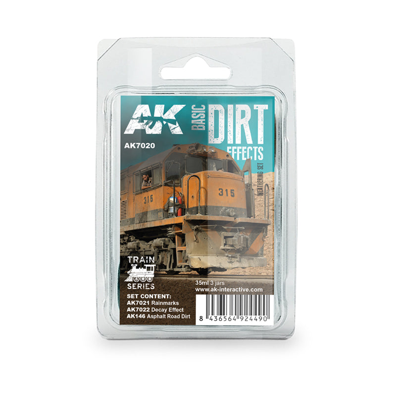 Ak Interactive - Weathering Sets - Basic Dirt Effects Weathering Set Train Series