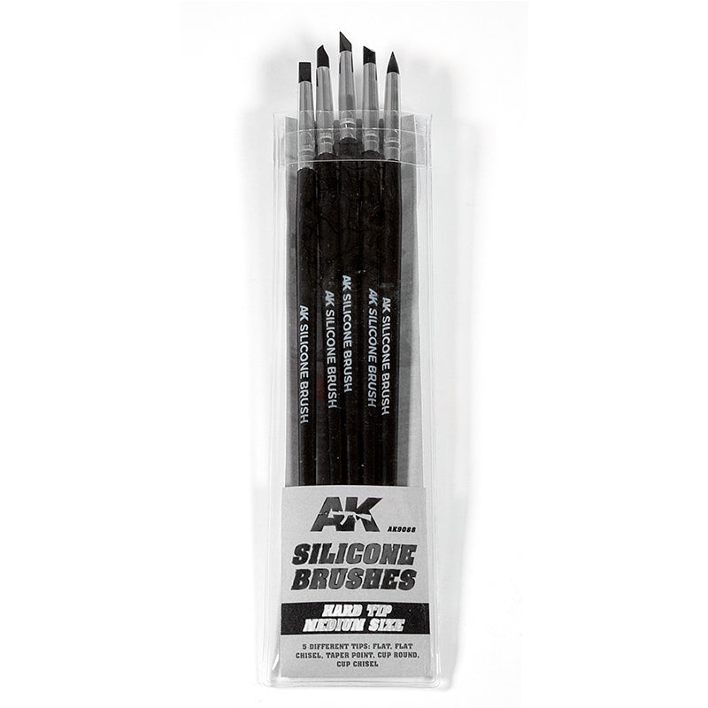 Ak Interactive - Tools - Set Of 5 Silicone Brushes Hard Tip Medium