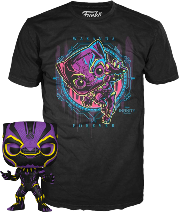Marvel - Black Panther Blacklight Pop! Vinyl Figure & T-Shirt Box Set