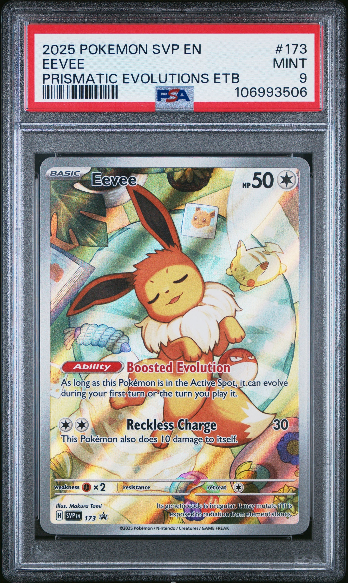2025 Pokemon Svp En-Sv Black Star Promo 173 Eevee Prismatic Evolutions Etb - PSA 9