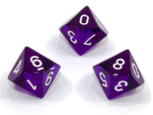 Chessex D10 Dice Translucent Polyhedral Purple/white d10