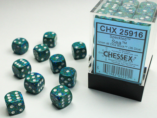 Chessex D6 Speckled 12mm d6 Sea Dice Block (36 dice)