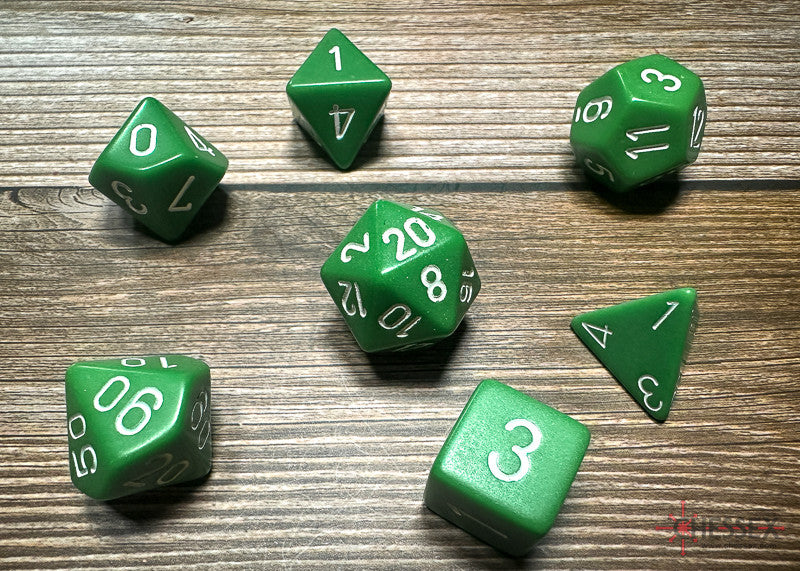 Chessex D7-Die Set Opaque Polyhedral Green/white 7-Die Set