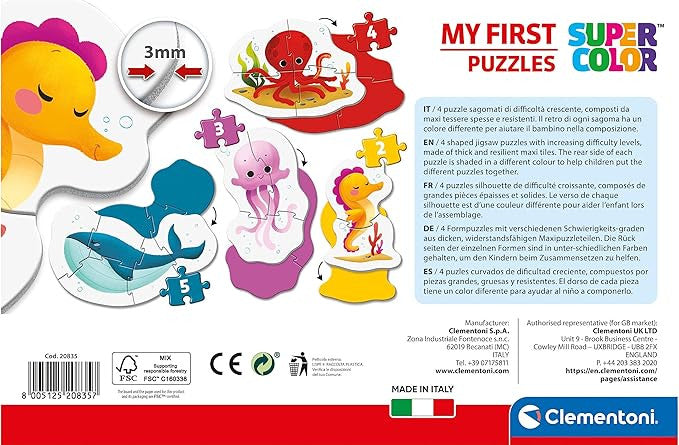Clementoni My First Puzzles Sea Life 4 Shaped Puzzles