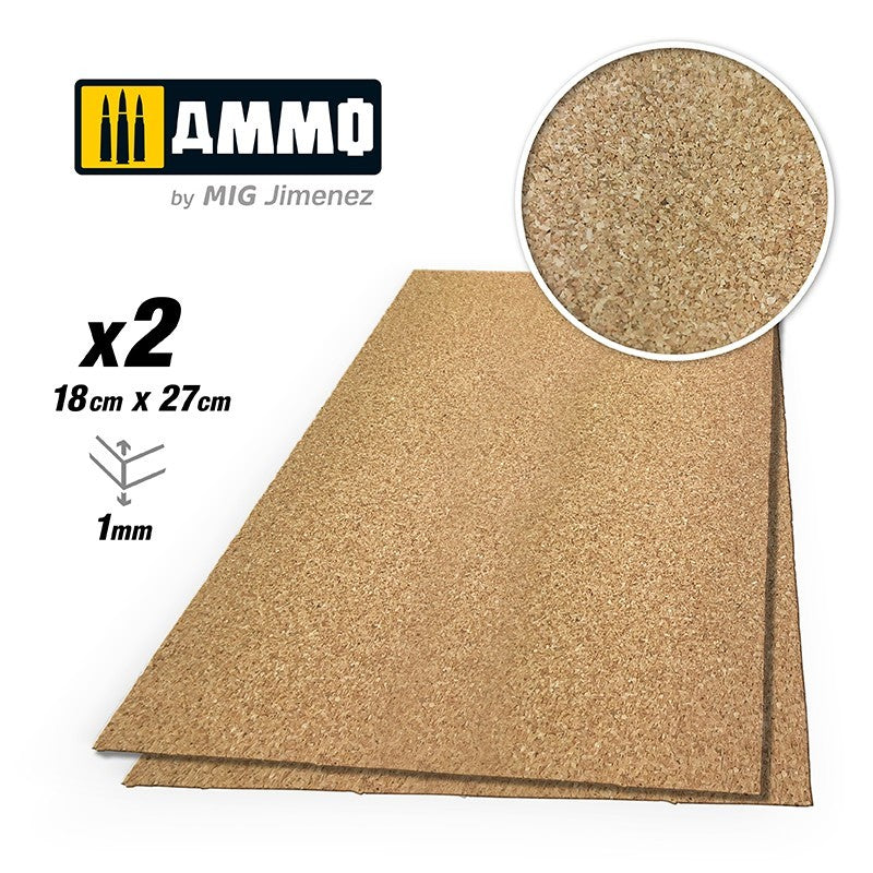 Ammo by MIG - Create Cork - Fine Grain (1Mm) – 2 Pcs.