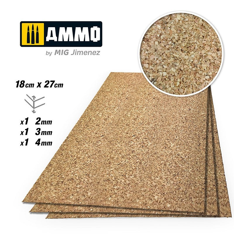 Ammo by MIG - Create Cork - Medium Grain Mix (2Mm; 3Mm And 4Mm) – 1 Pc. Each Size