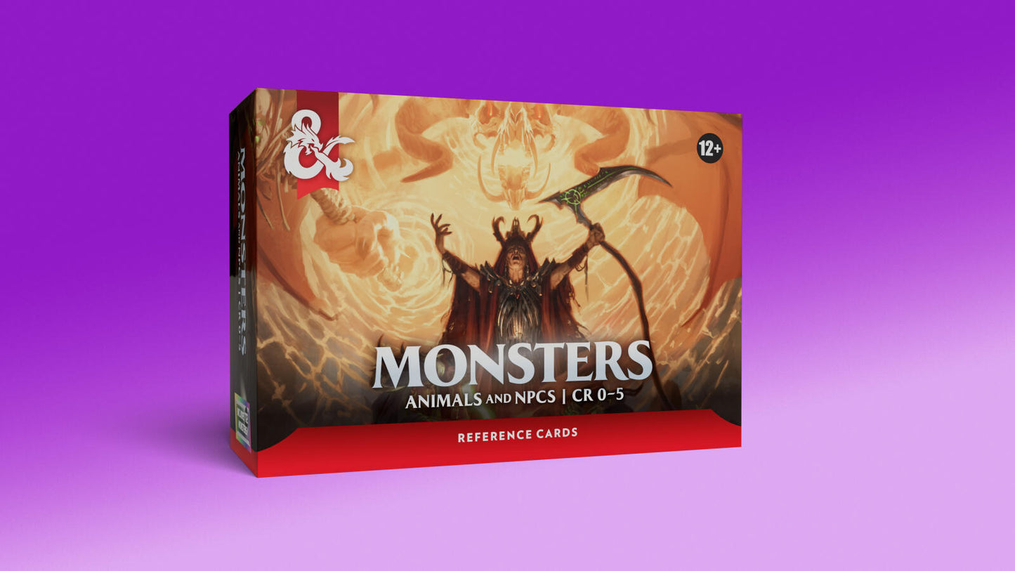 D&D Dungeons & Dragons Reference Cards Monsters Animals and NPCs CR 0-5