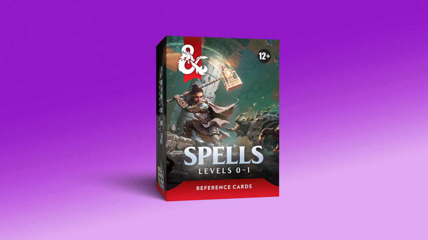 D&D Dungeons & Dragons Reference Cards Spells Levels 0-1