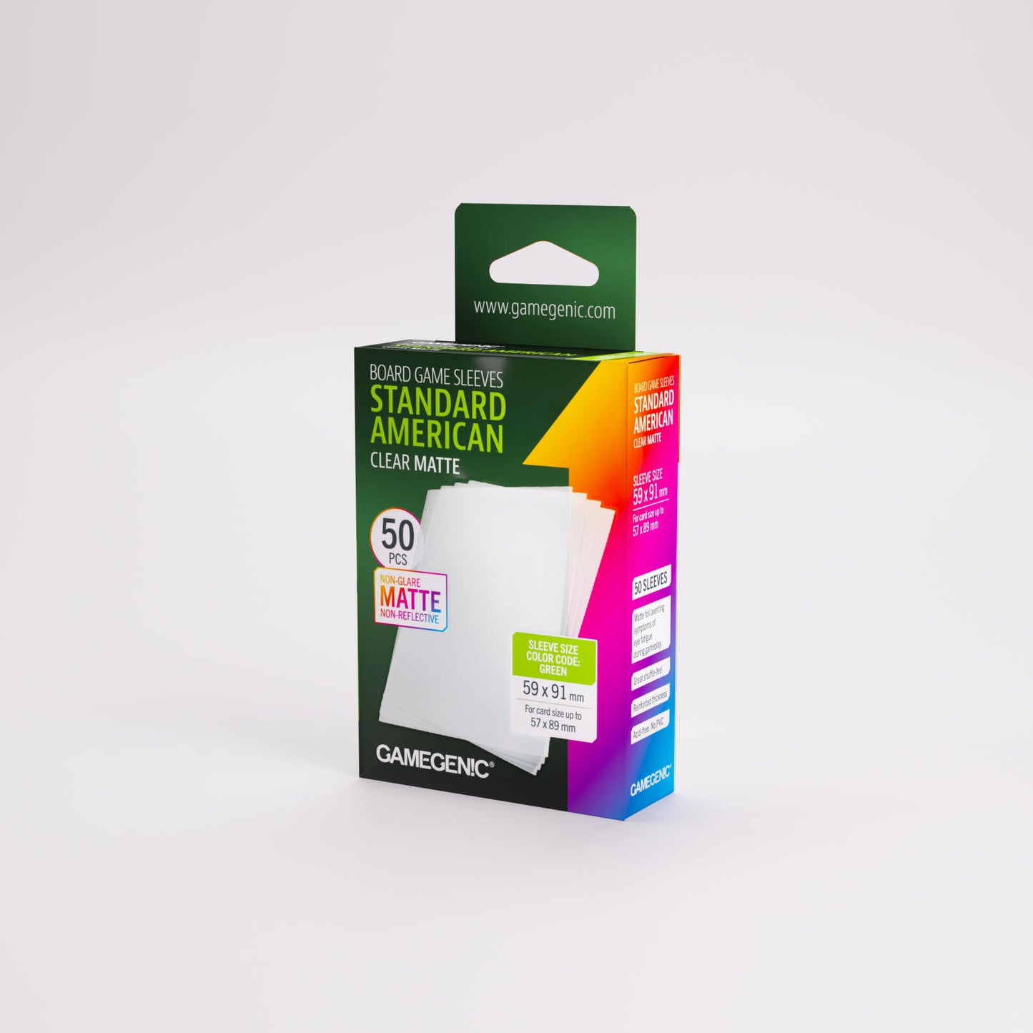 Gamegenic Board Game Card Sleeves - Standard American Clear Matte (59mm x 91mm) (50 Sleeves Per Pack)