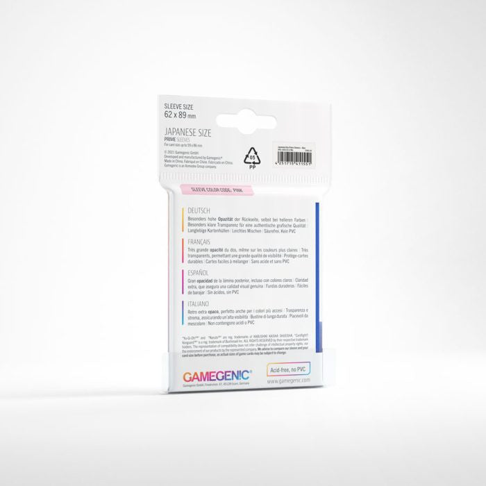 Gamegenic Prime Japanese Sized Sleeves - Size Code PINK - Sleeve Colour Blue (62mm x 89mm) (60 Sleeves Per Pack)