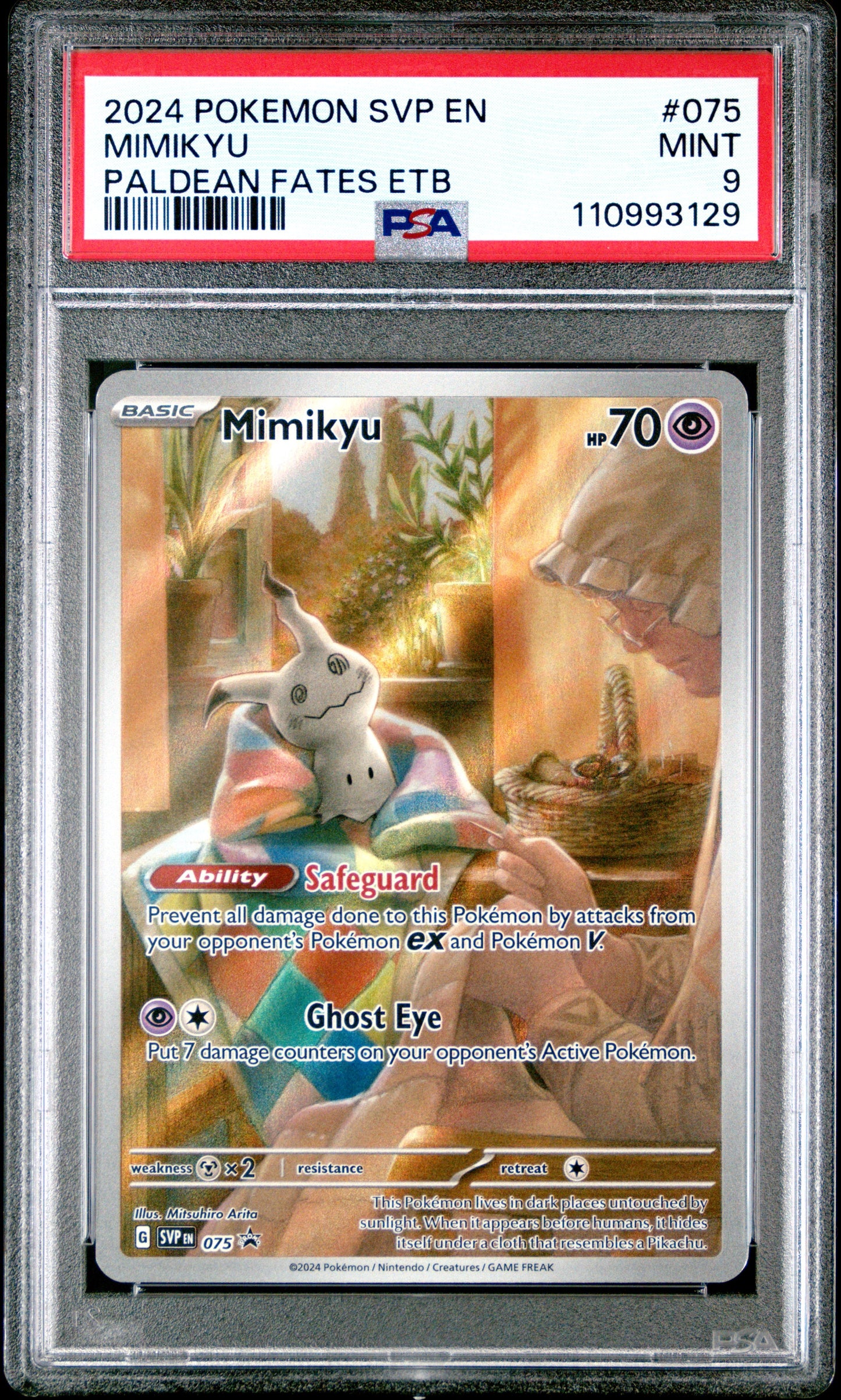 2024 Pokemon Svp En-Sv - Mimikyu - Black Star Promo - 075 - Paldean Fates Etb - PSA 9