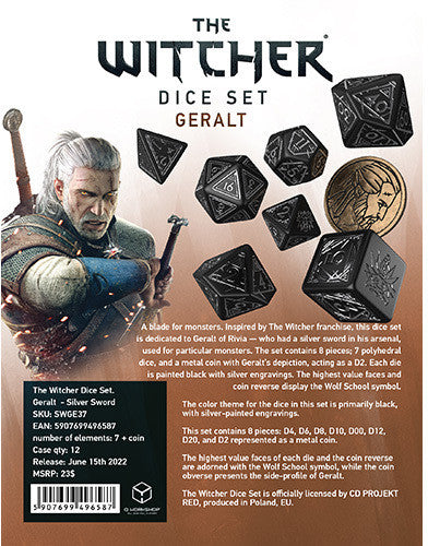 The Witcher Dice Set Geralt Silver Sword