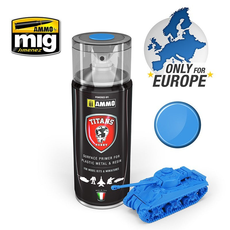 Ammo by MIG - Titans Hobby - Aerosol Spray - Space Blue Matt Primer 400ml