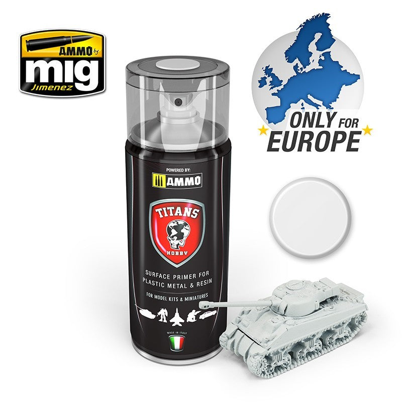 Ammo by MIG - Titans Hobby - Aerosol Spray - White Matt Primer 400ml