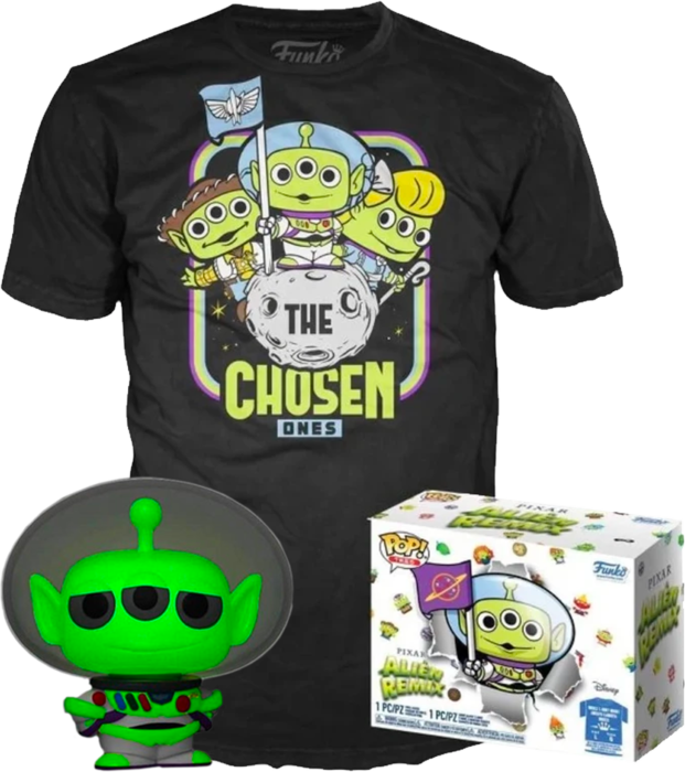 Toy Story - Alien Remix Buzz Lightyear with The Chosen Ones Tee Glow in the Dark Pop! Vinyl Figure & T-Shirt Box Set