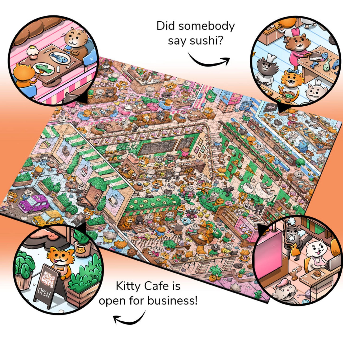 Vizzles Kitty Cafe 1000pc Jigsaw Puzzle